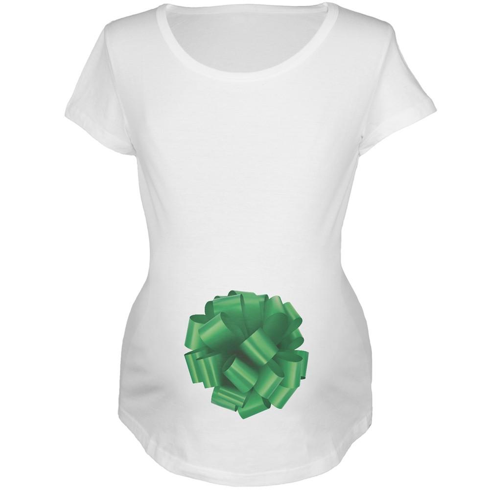 Red Bow White Womens Soft Maternity T-Shirt