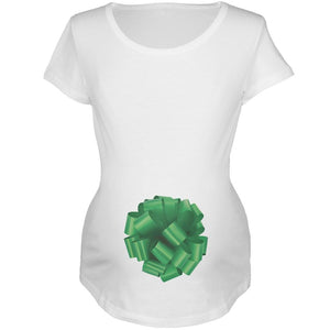 Red Bow White Womens Soft Maternity T-Shirt