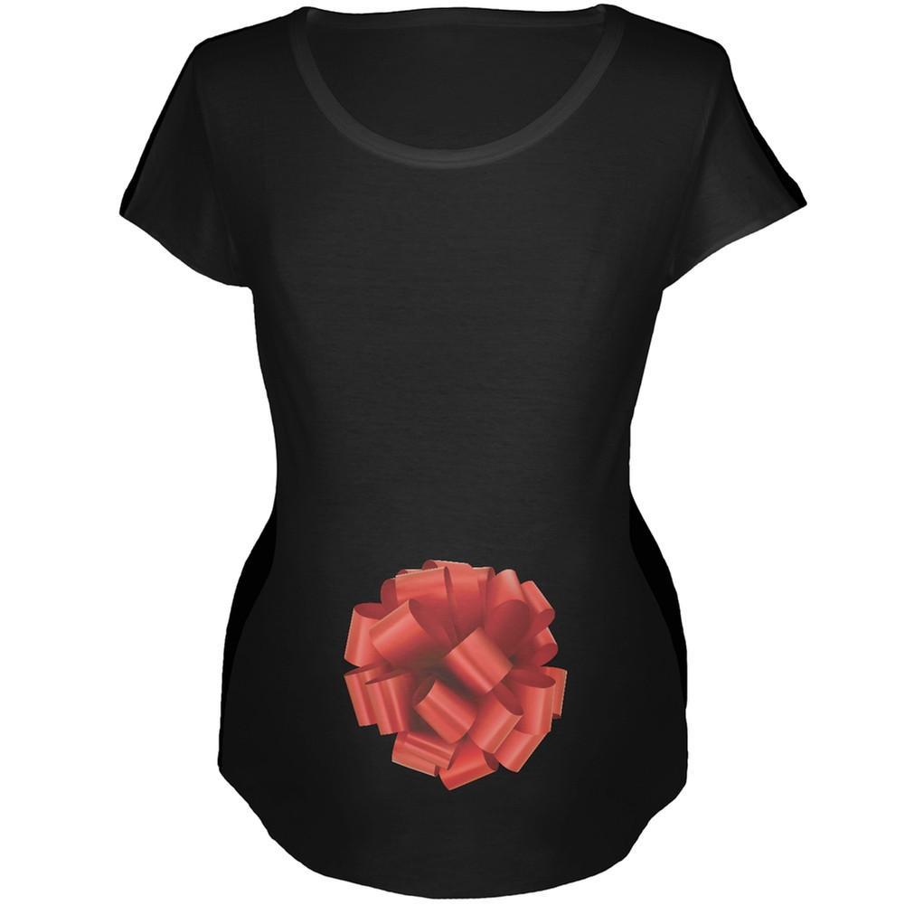 Red Bow White Womens Soft Maternity T-Shirt